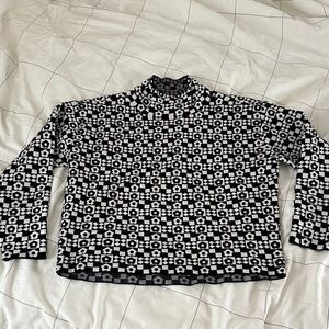 Maeve Anthropologie black and white geometric sweater size small